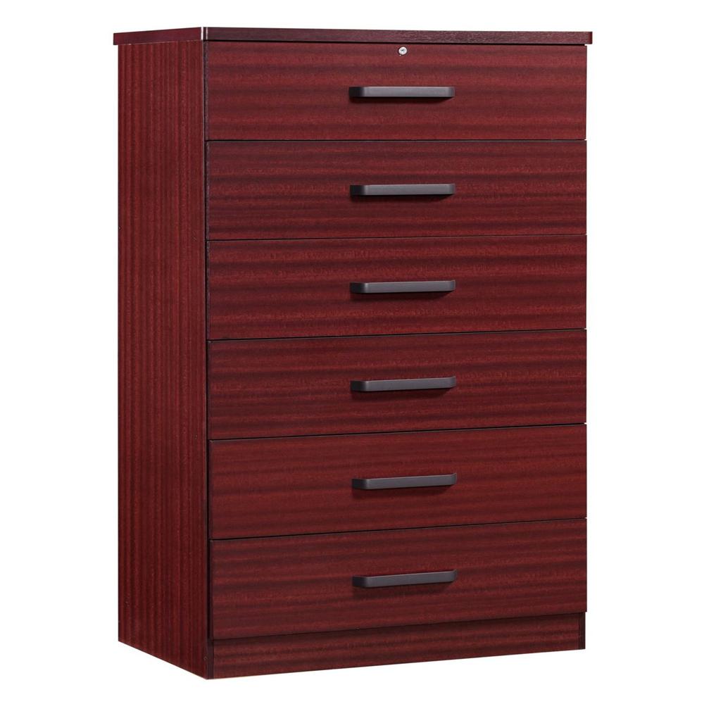Better Home Products Liz Super Jumbo 6 Drawer Storage Chest Dresser in Mahogany. Picture 1