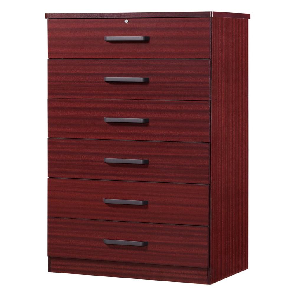 Better Home Products Liz Super Jumbo 6 Drawer Storage Chest Dresser in Mahogany. Picture 2