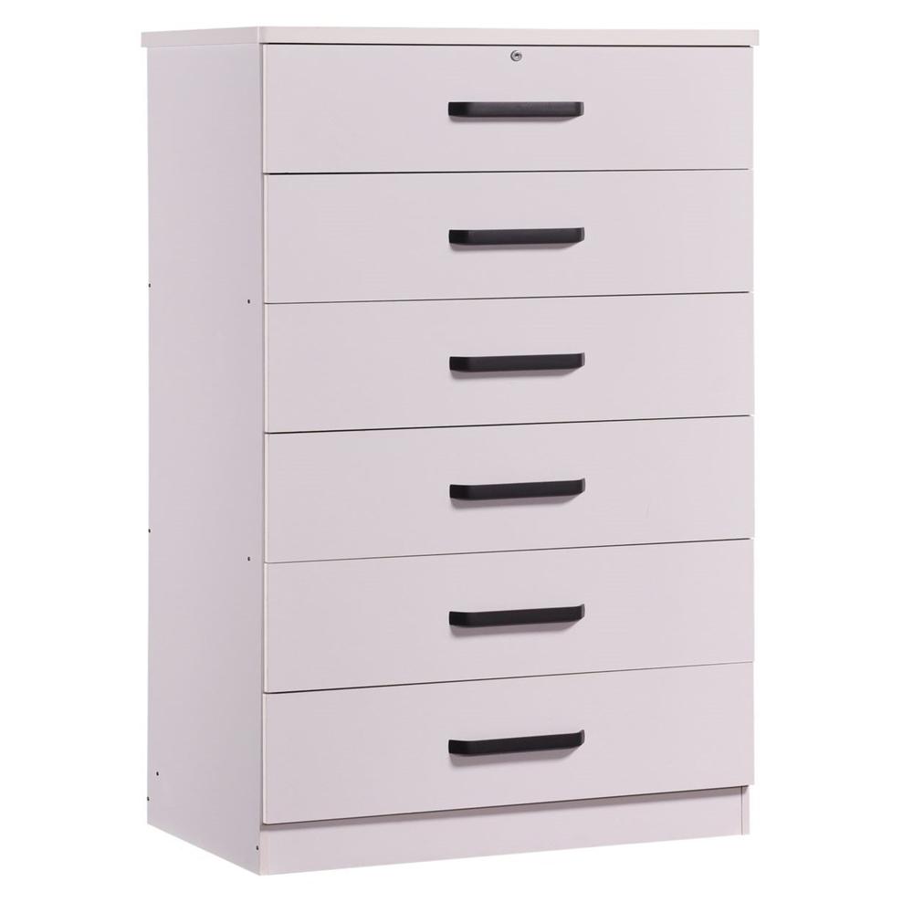 Better Home Products Liz Super Jumbo 6 Drawer Storage Chest Dresser in White. Picture 1