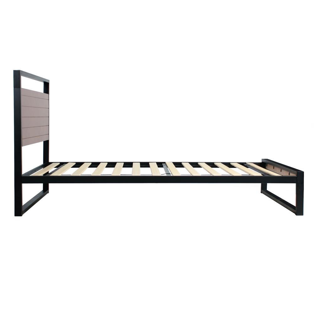 Better Home Products Maximo Metal and Wood Platform Bed Frame Twin Brown Oak. Picture 10