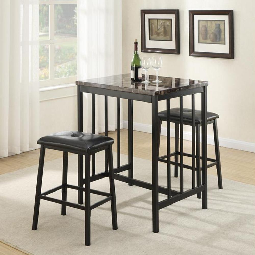 Better Home Products Messina Faux Marble Counter Height Dining Set Black Metal. Picture 3