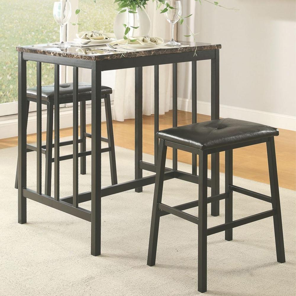 Better Home Products Messina Faux Marble Counter Height Dining Set Black Metal. Picture 7