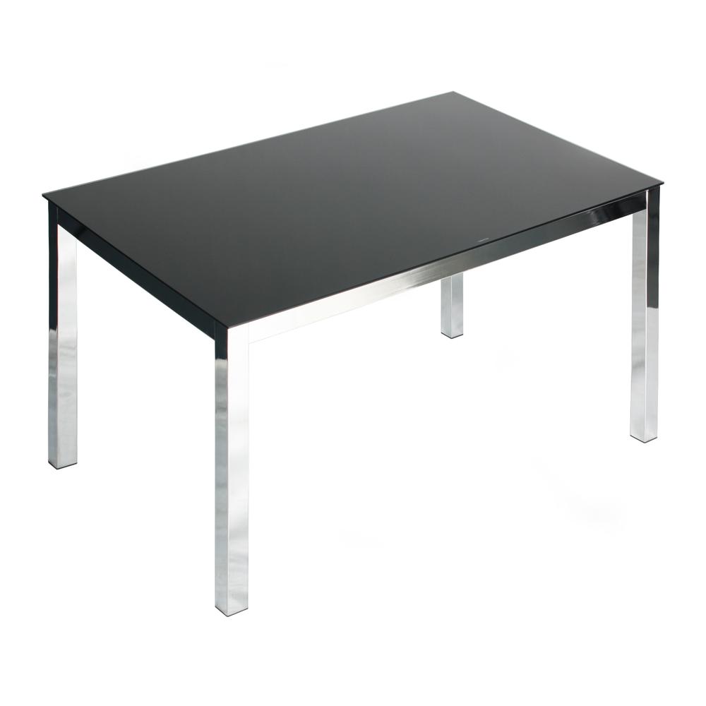 Better Home Products Elliott Chrome Metal Frame Black Tempered Glass Table. Picture 7