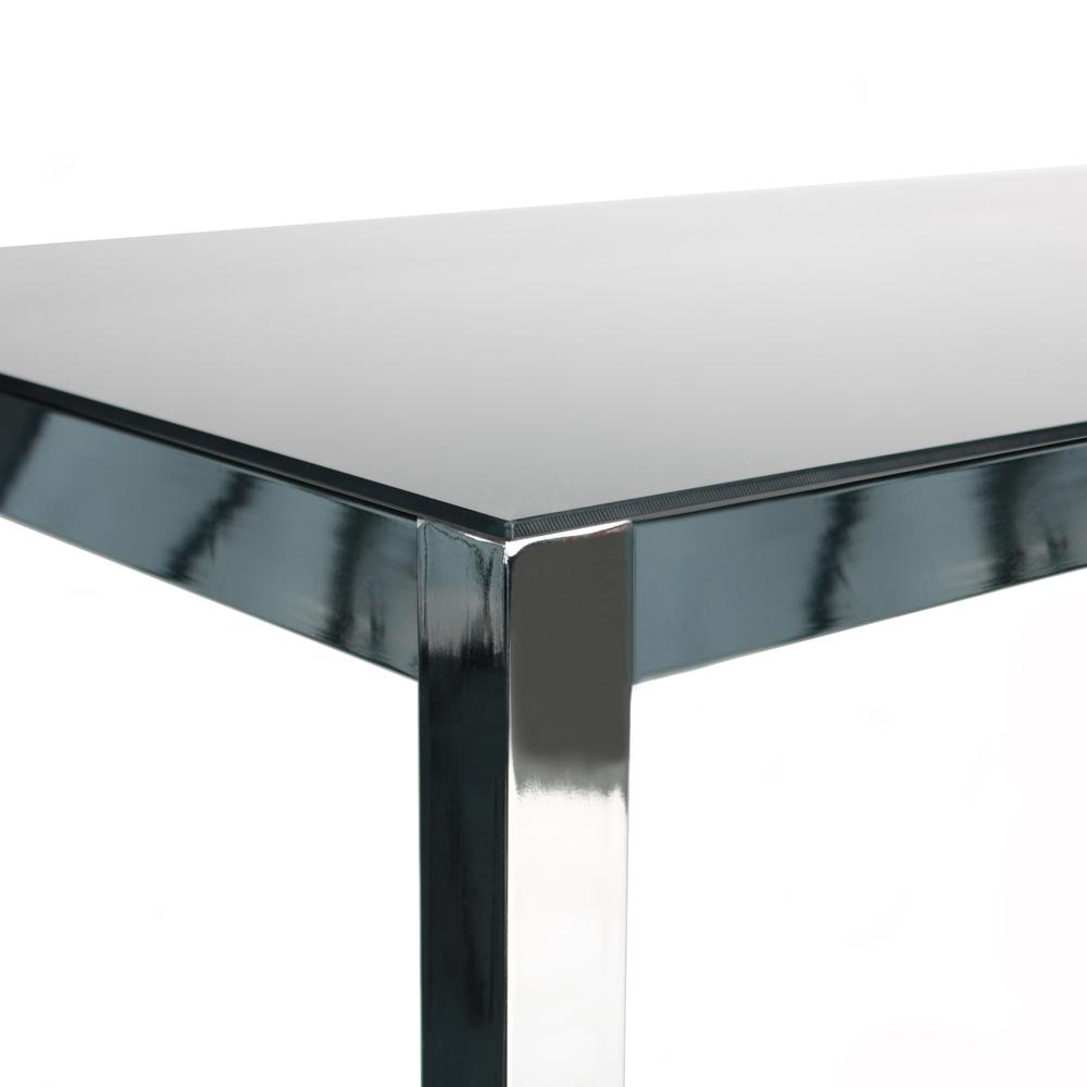 Better Home Products Elliott Chrome Metal Frame Black Tempered Glass Table. Picture 5