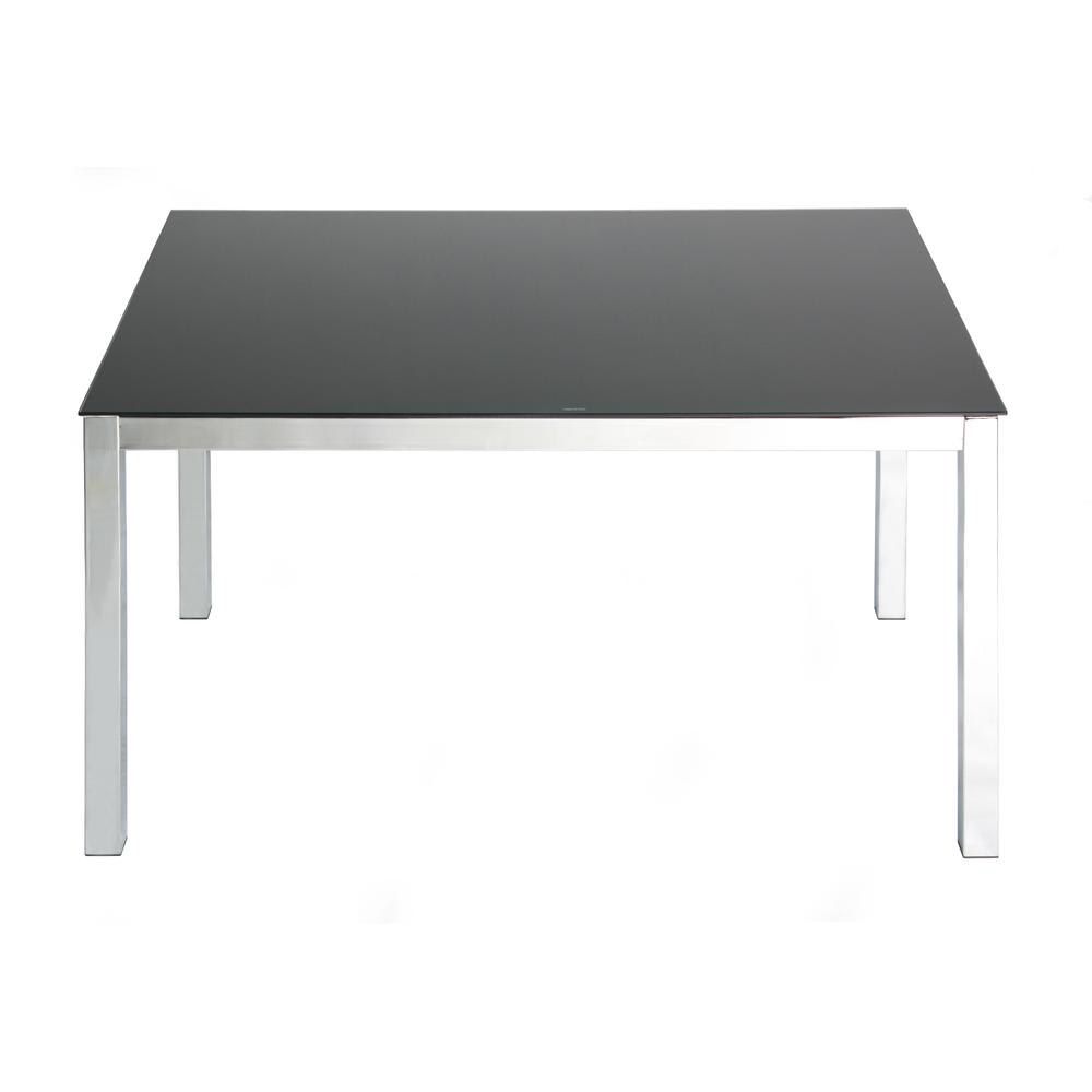 Better Home Products Elliott Chrome Metal Frame Black Tempered Glass Table. Picture 4