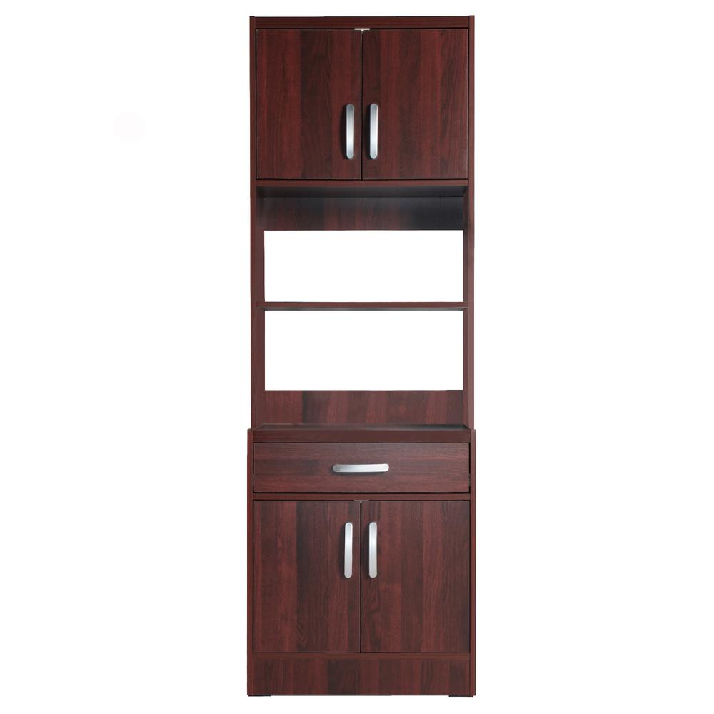 Better Home Products Shelby Tall Wooden Kitchen Pantry in Mahogany. Picture 2