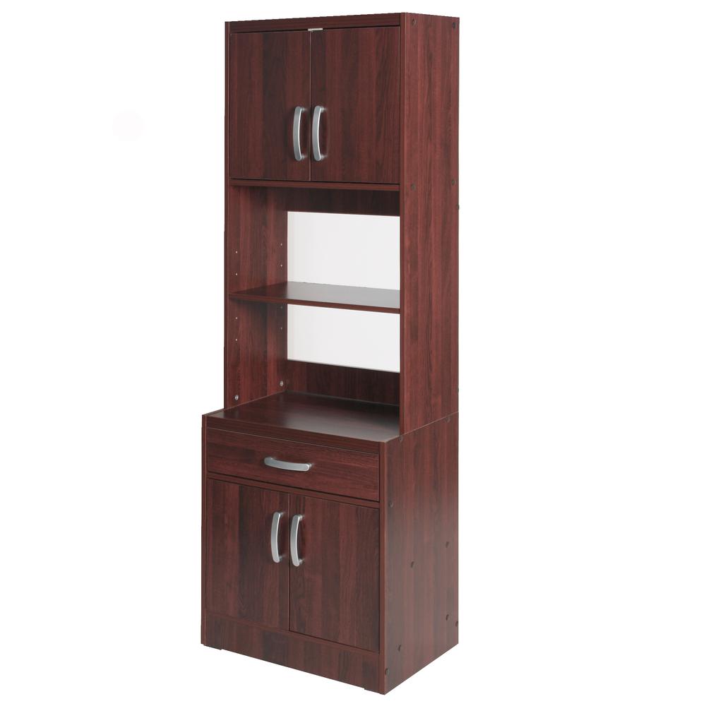 Better Home Products Shelby Tall Wooden Kitchen Pantry in Mahogany. Picture 3