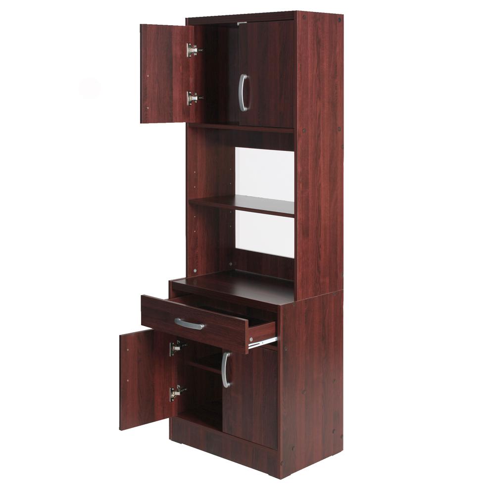 Better Home Products Shelby Tall Wooden Kitchen Pantry in Mahogany. Picture 4