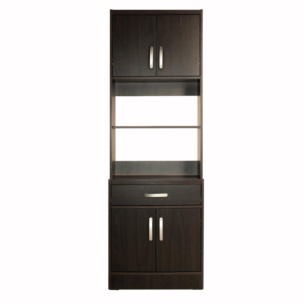 Better Home Products Shelby Tall Wooden Kitchen Pantry in Tobacco. Picture 1