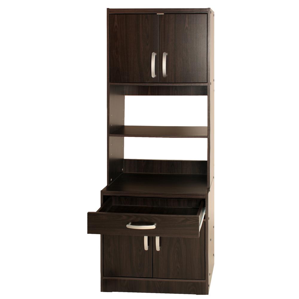 Better Home Products Shelby Tall Wooden Kitchen Pantry in Tobacco. Picture 2