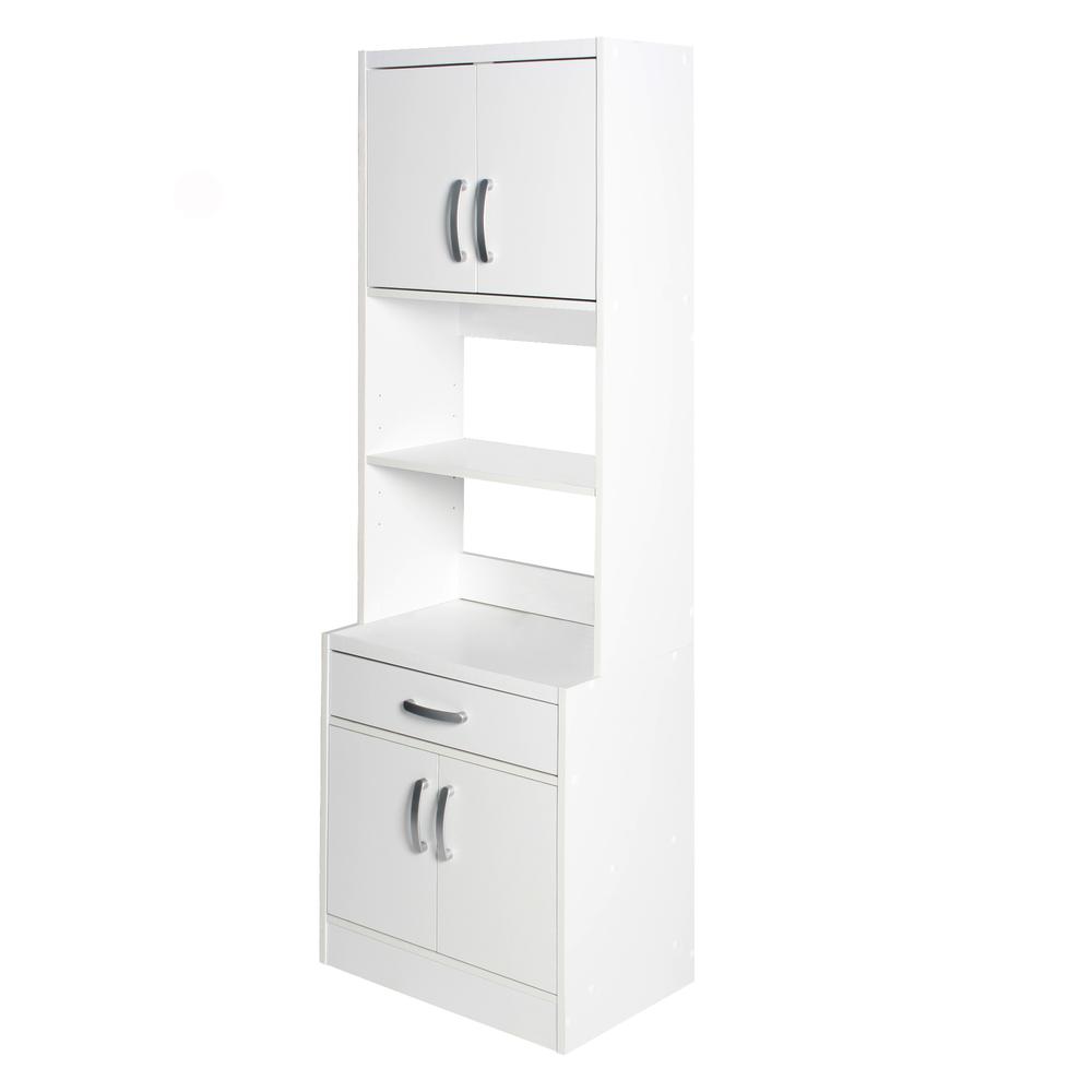 Better Home Products Shelby Tall Wooden Kitchen Pantry in White. Picture 3