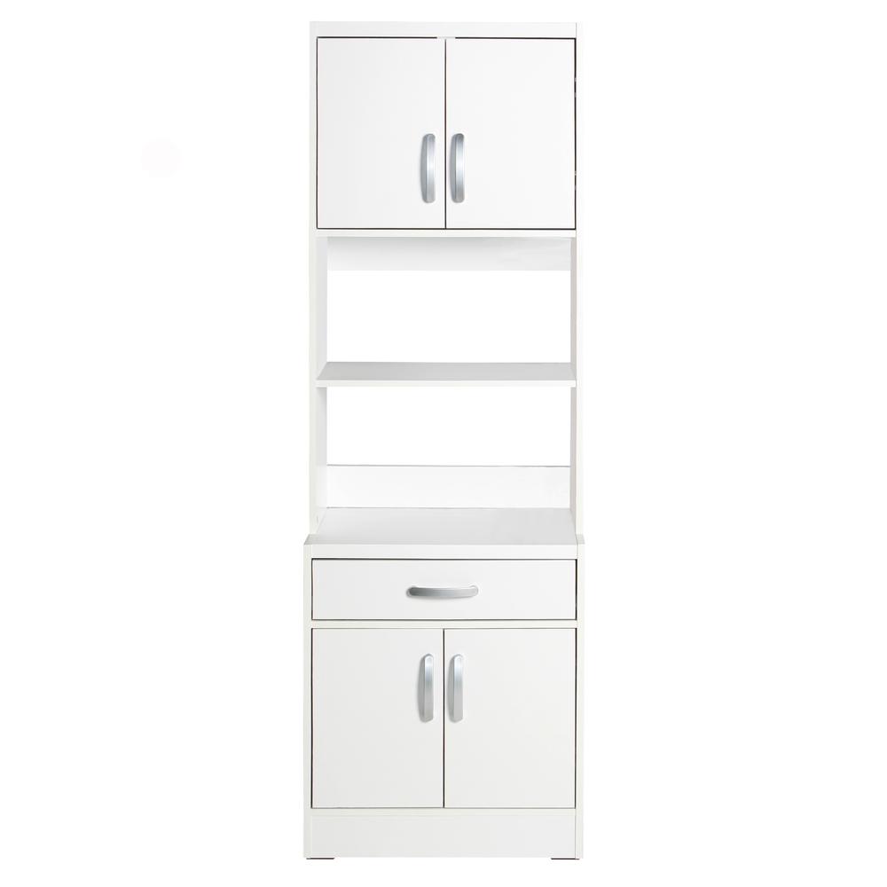 Better Home Products Shelby Tall Wooden Kitchen Pantry in White. Picture 1