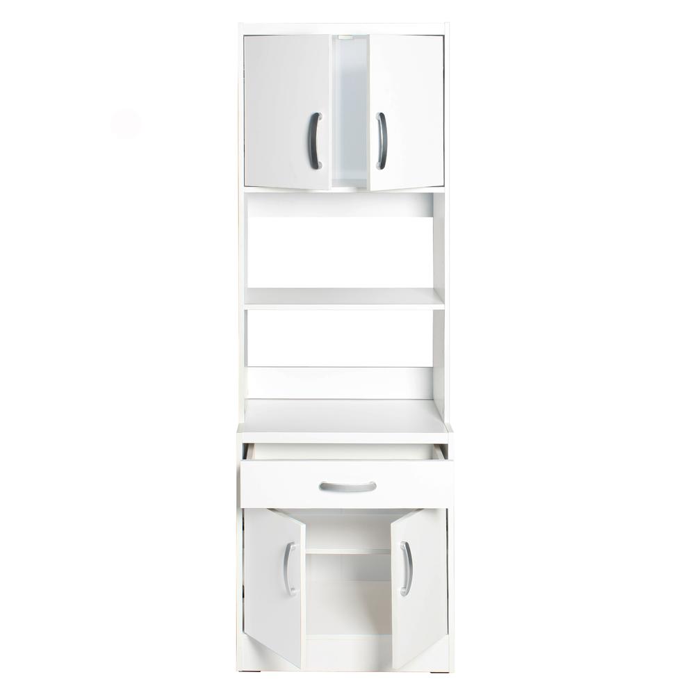 Better Home Products Shelby Tall Wooden Kitchen Pantry in White. Picture 4
