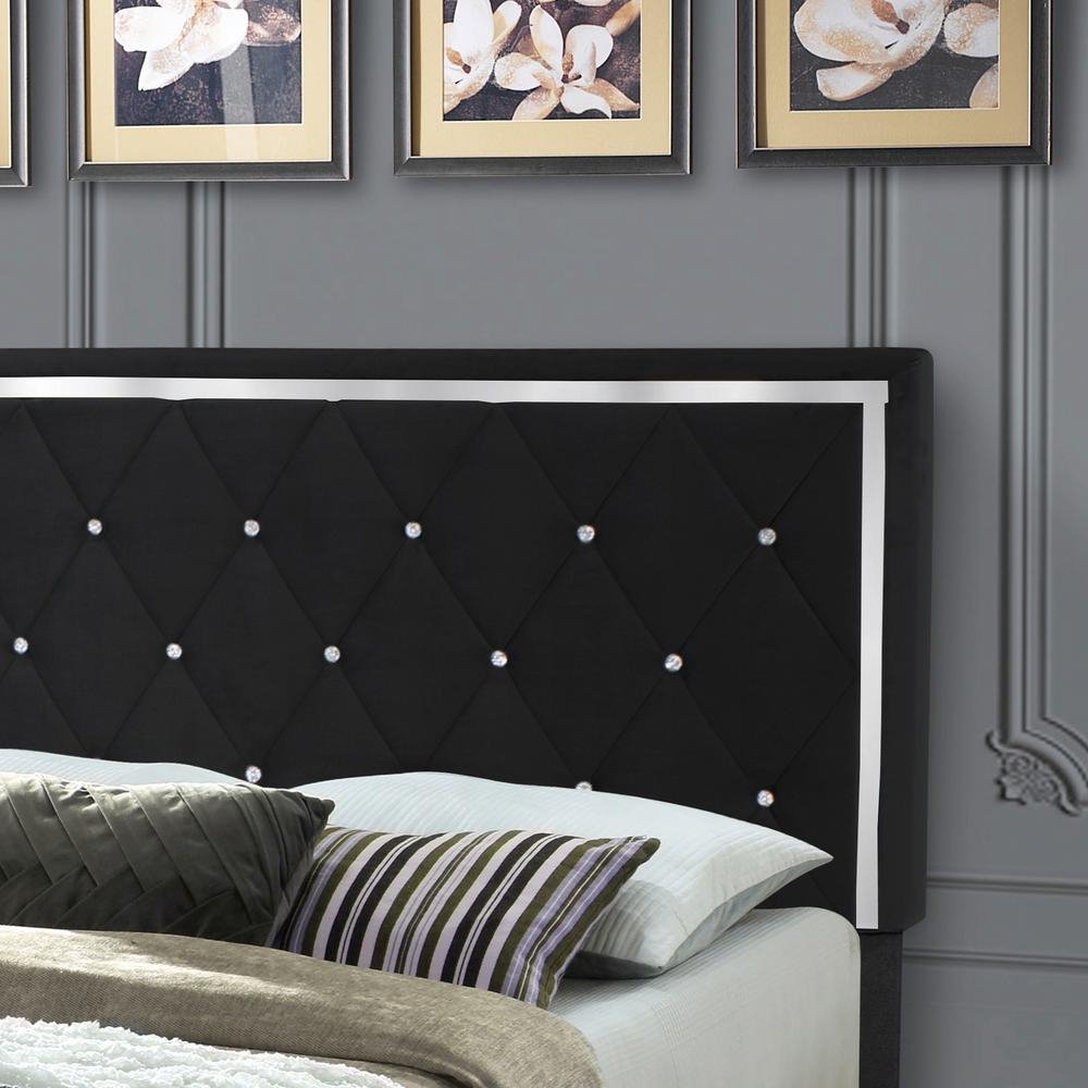 Better Home Products Monica Velvet Upholstered Full Platform Bed in Black. Picture 5