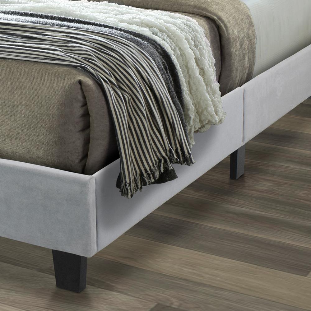 Better Home Products Monica Velvet Upholstered Full Platform Bed in Gray. Picture 4