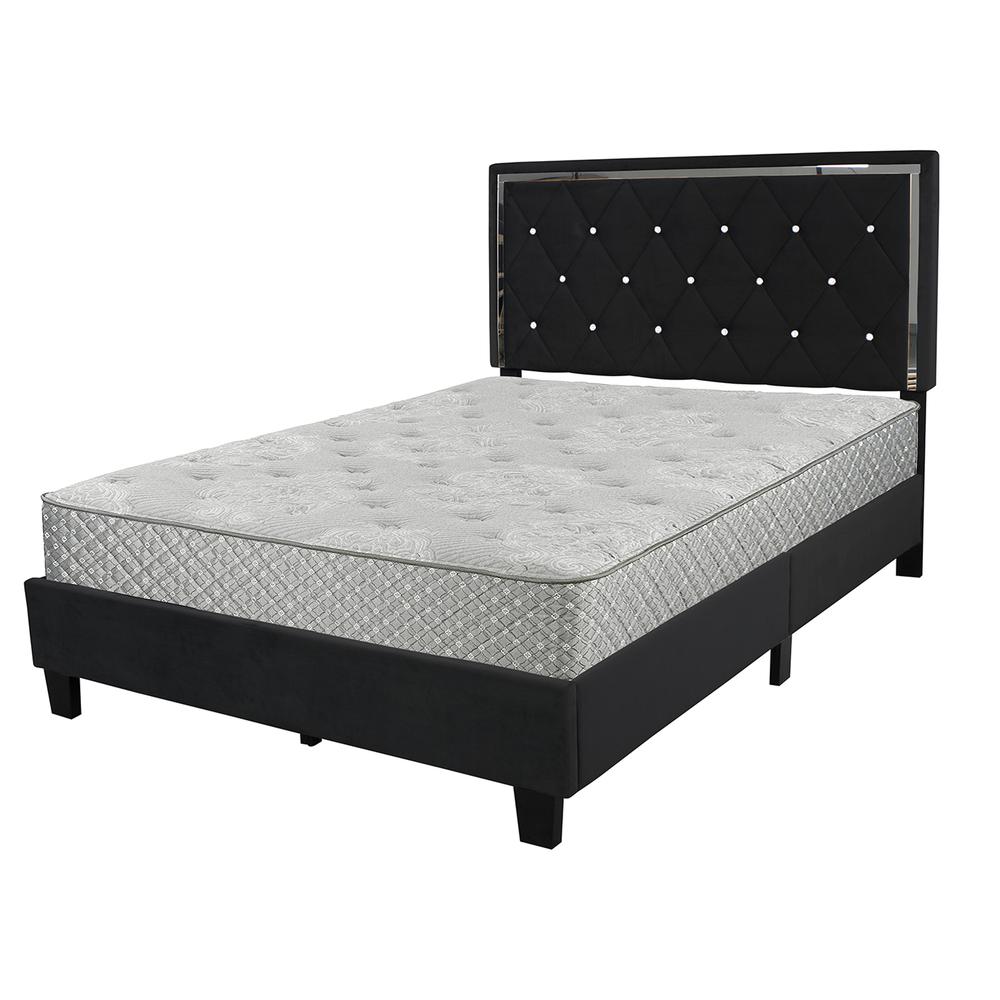 Better Home Products Monica Velvet Upholstered Queen Platform Bed in Black. Picture 2