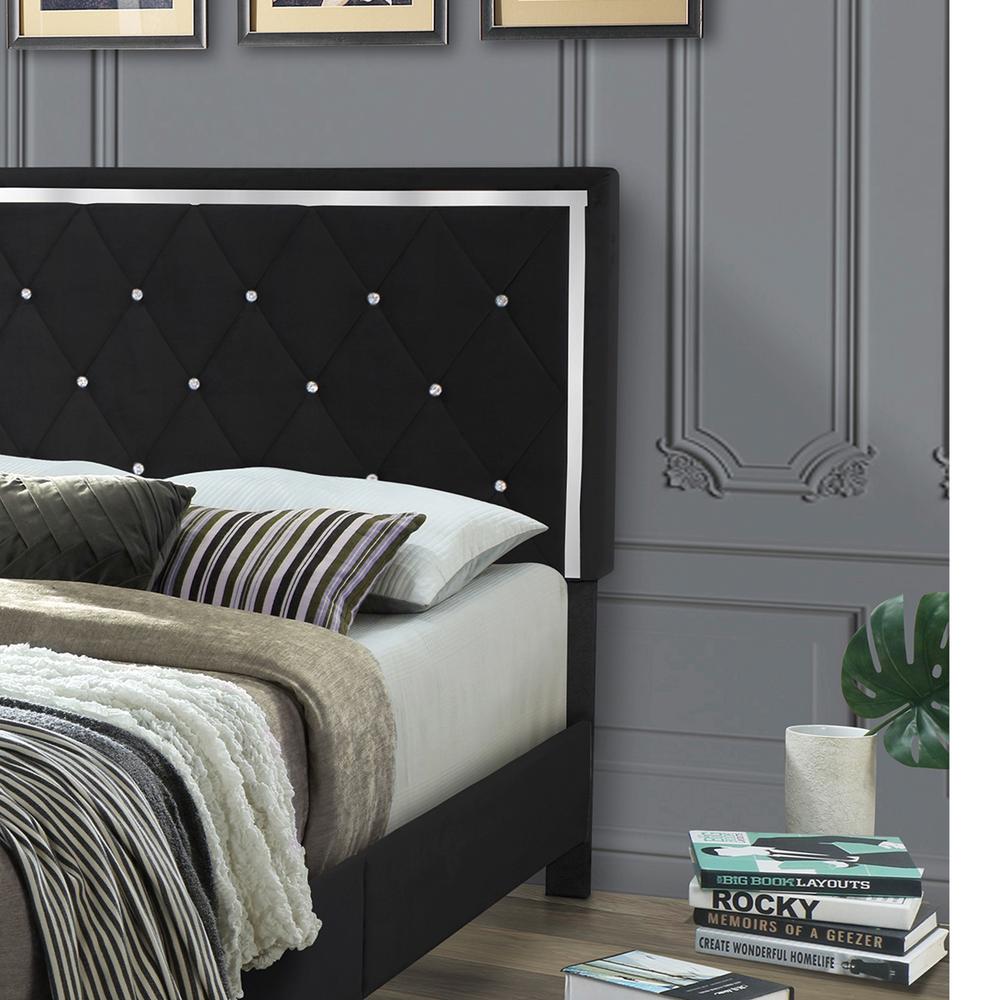 Better Home Products Monica Velvet Upholstered King Platform Bed in Black. Picture 3