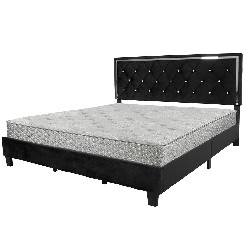 Better Home Products Monica Velvet Upholstered King Platform Bed in Black. Picture 4