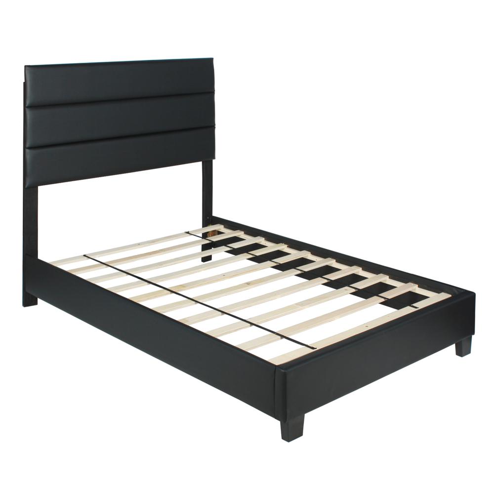 Better Home Products Napoli Faux Leather Upholstered Platform Bed Twin Black. Picture 4