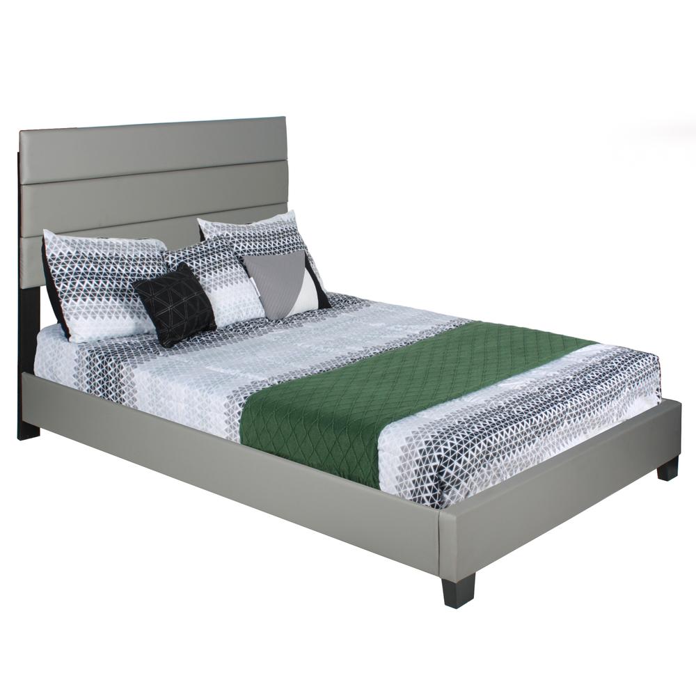 Better Home Products Napoli Faux Leather Upholstered Platform Bed Twin Gray. Picture 1