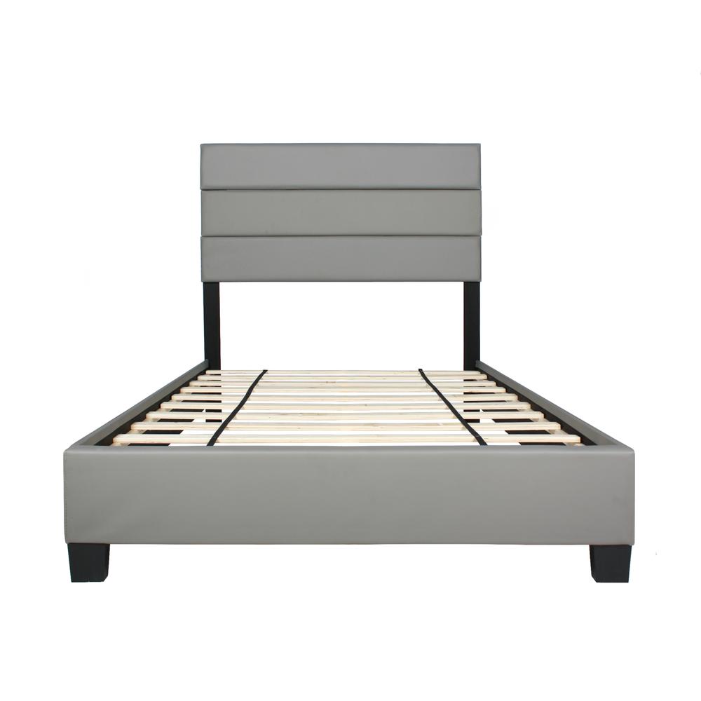 Better Home Products Napoli Faux Leather Upholstered Platform Bed Twin Gray. Picture 5