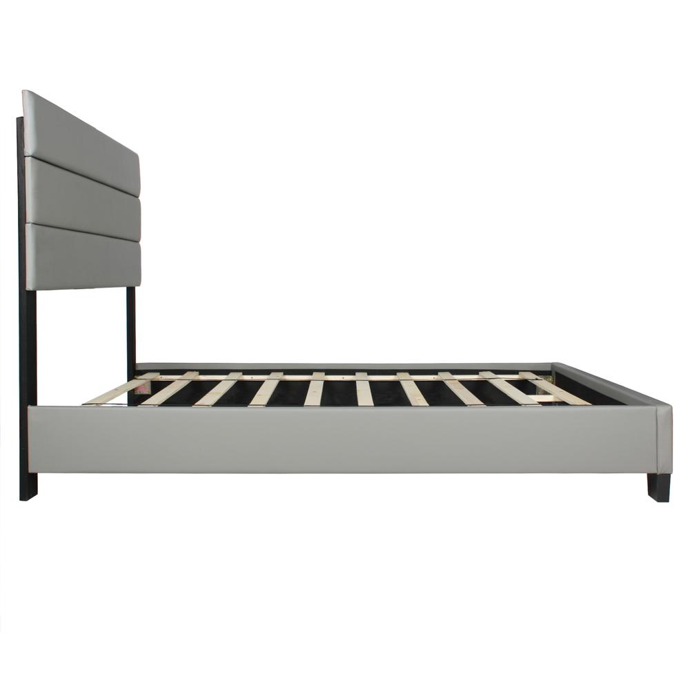 Better Home Products Napoli Faux Leather Upholstered Platform Bed Twin Gray. Picture 6