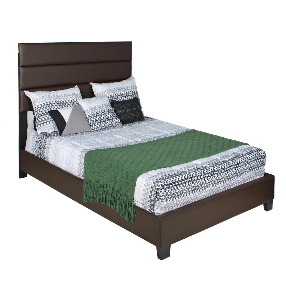 Better Home Products Napoli Faux Leather Upholstered Platform Bed Twin Tobacco. Picture 1