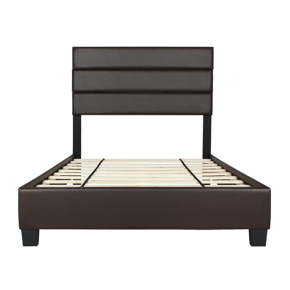 Better Home Products Napoli Faux Leather Upholstered Platform Bed Twin Tobacco. Picture 5