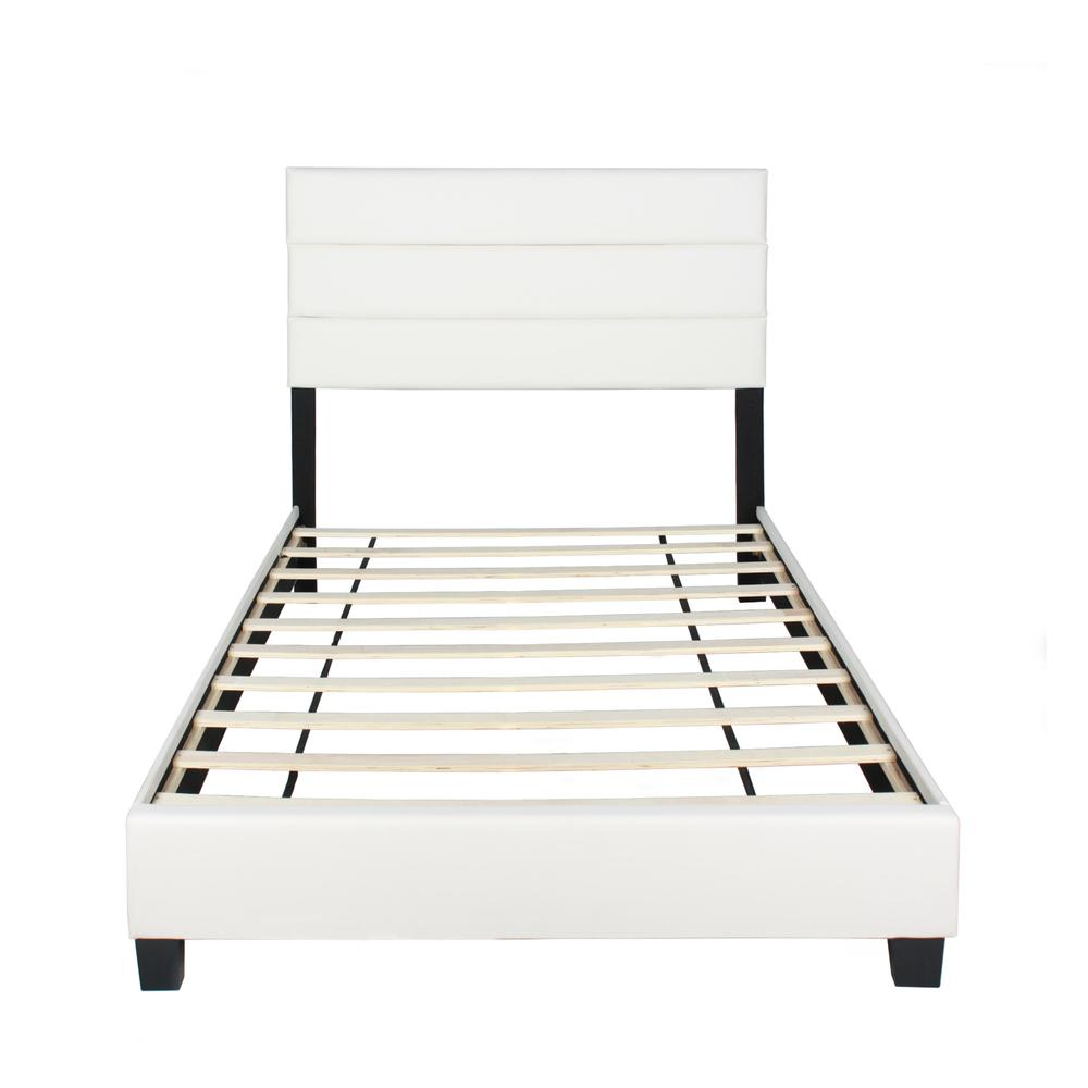 Better Home Products Napoli Faux Leather Upholstered Platform Bed Twin White. Picture 3