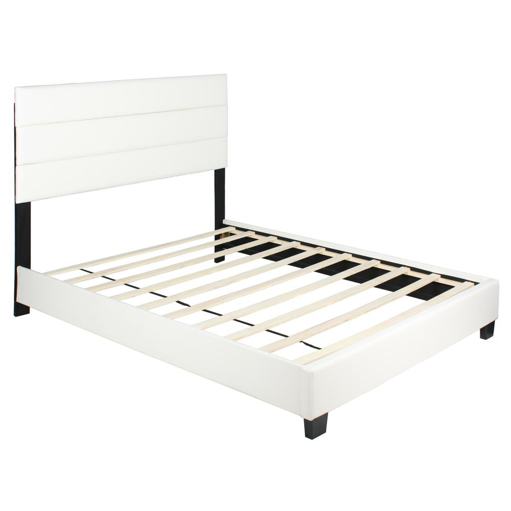 Better Home Products Napoli Faux Leather Upholstered Platform Bed Twin White. Picture 4