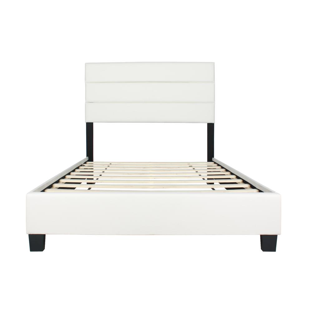 Better Home Products Napoli Faux Leather Upholstered Platform Bed Twin White. Picture 5