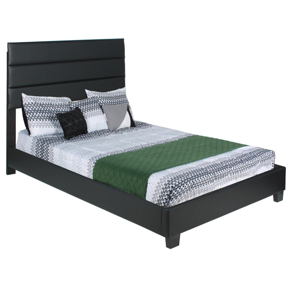 Better Home Products Napoli Faux Leather Upholstered Platform Bed Queen Black. Picture 1