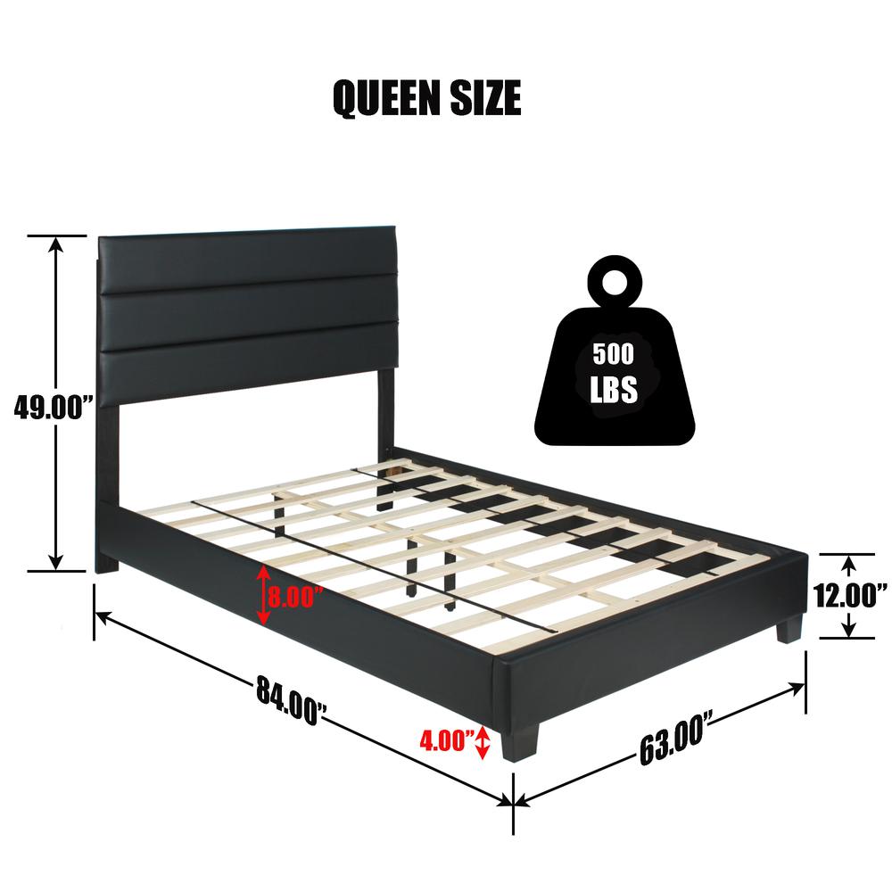 Better Home Products Napoli Faux Leather Upholstered Platform Bed Queen Black. Picture 2