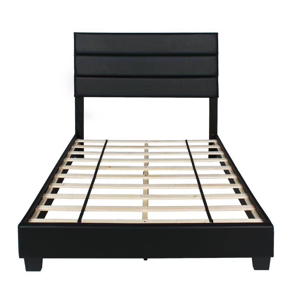 Better Home Products Napoli Faux Leather Upholstered Platform Bed Queen Black. Picture 5
