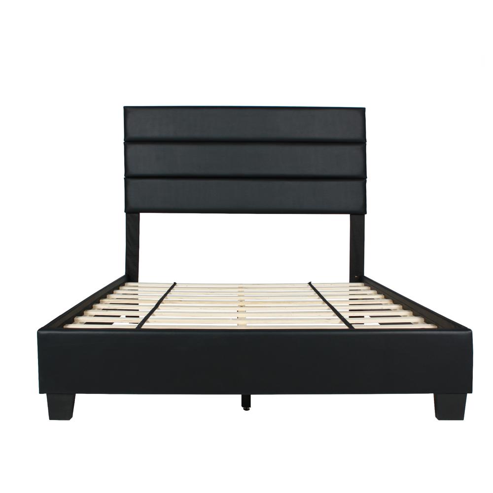 Better Home Products Napoli Faux Leather Upholstered Platform Bed Queen Black. Picture 6