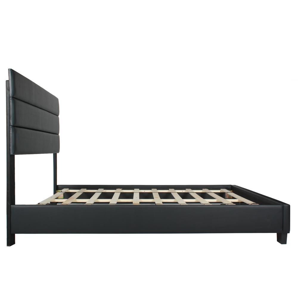 Better Home Products Napoli Faux Leather Upholstered Platform Bed Queen Black. Picture 7