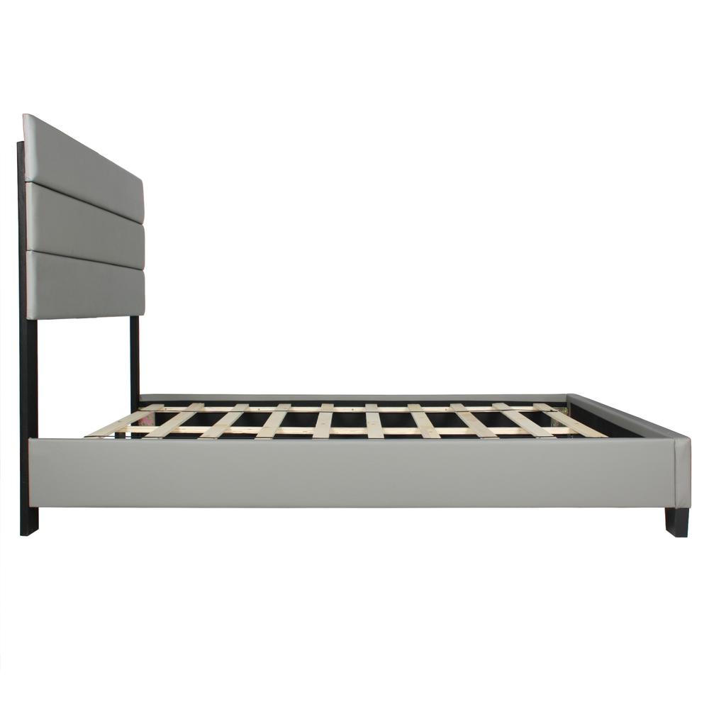 Better Home Products Napoli Faux Leather Upholstered Platform Bed Queen Gray. Picture 7