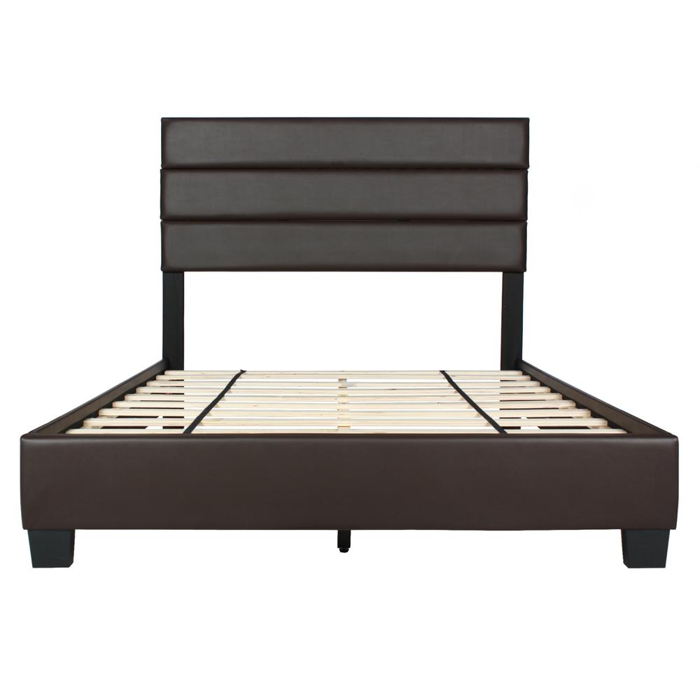 Better Home Products Napoli Faux Leather Upholstered Platform Bed Queen Tobacco. Picture 6
