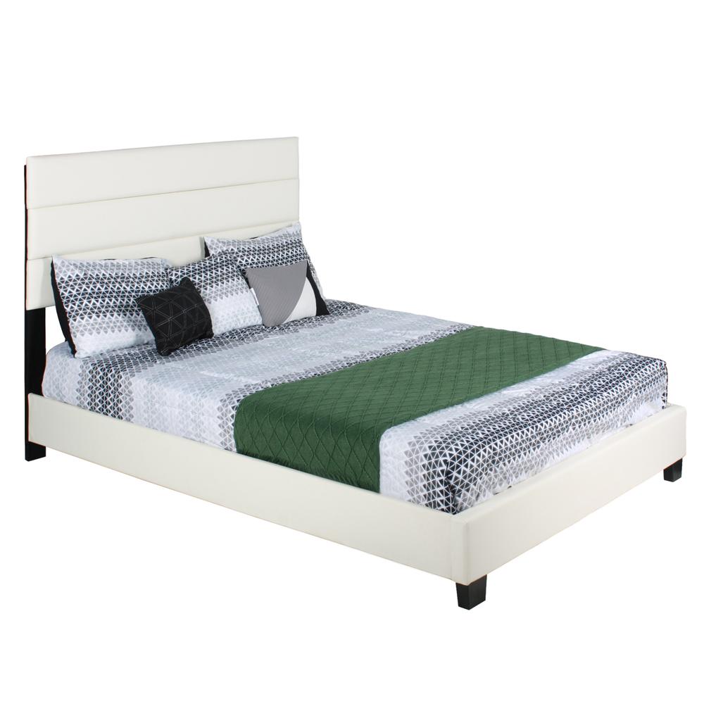 Better Home Products Napoli Faux Leather Upholstered Platform Bed Queen White. Picture 1