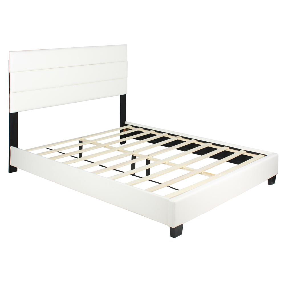 Better Home Products Napoli Faux Leather Upholstered Platform Bed Queen White. Picture 3