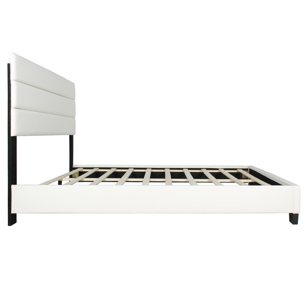 Better Home Products Napoli Faux Leather Upholstered Platform Bed Queen White. Picture 6