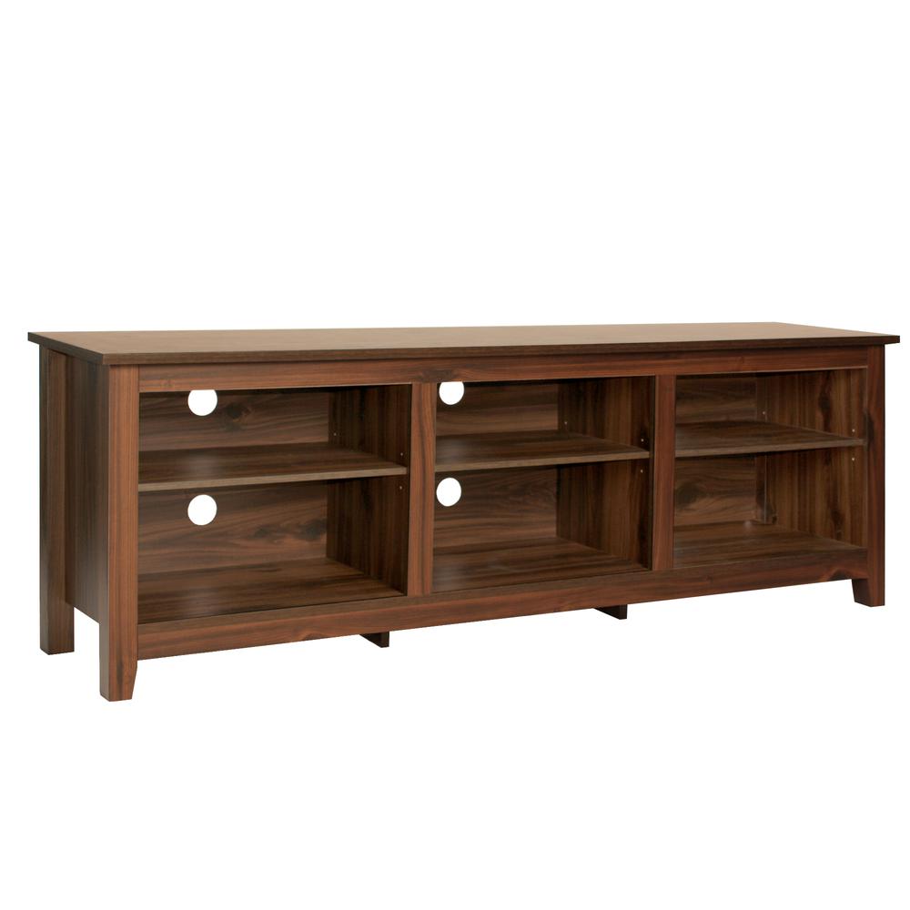 Better Home Products Noah Wooden 70 TV Stand with Open Storage Shelves in Brown. Picture 1
