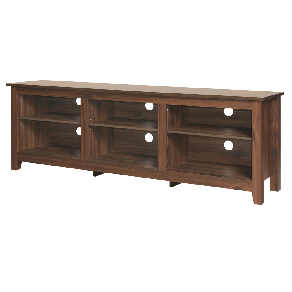 Better Home Products Noah Wooden 70 TV Stand with Open Storage Shelves in Brown. Picture 3