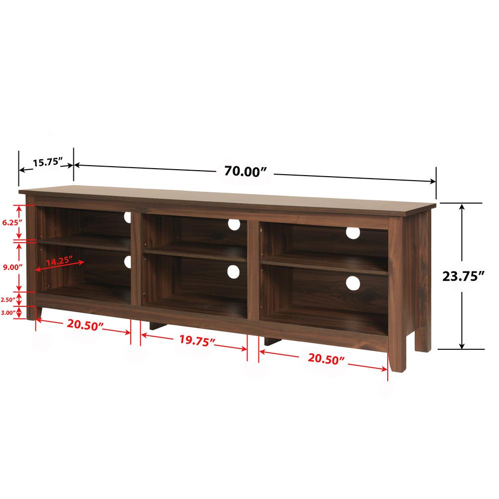 Better Home Products Noah Wooden 70 TV Stand with Open Storage Shelves in Brown. Picture 7
