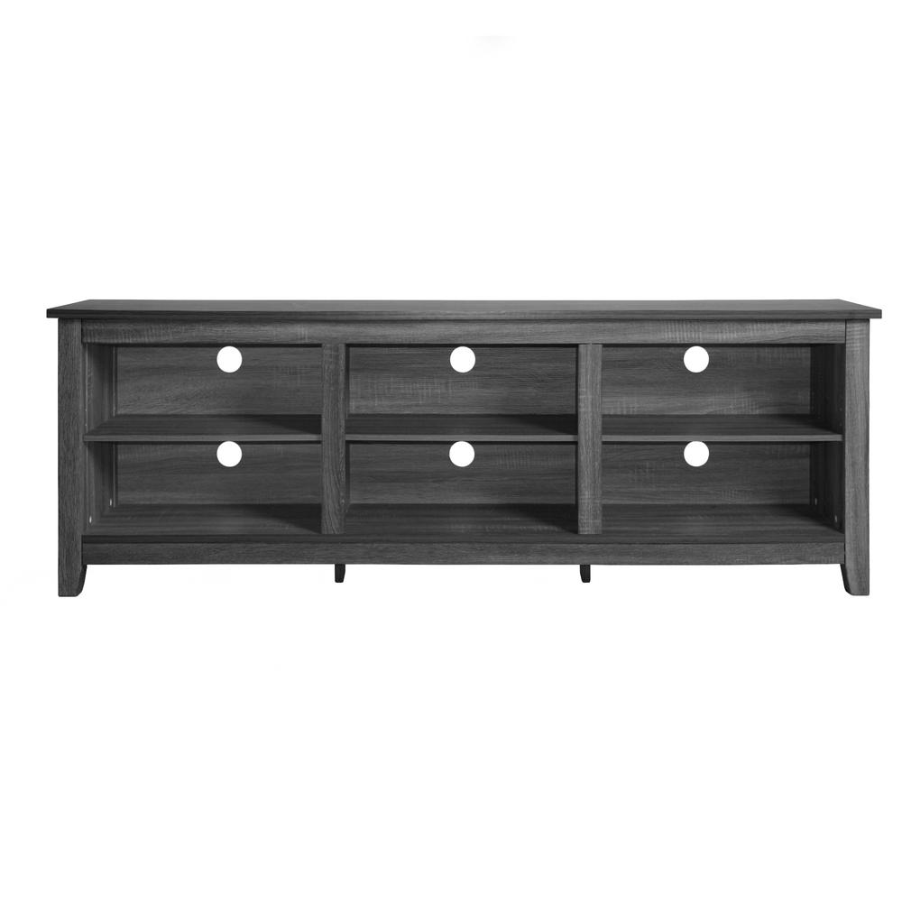Better Home Products Noah Wooden 70 TV Stand with Open Storage Shelves Charcoal. Picture 2