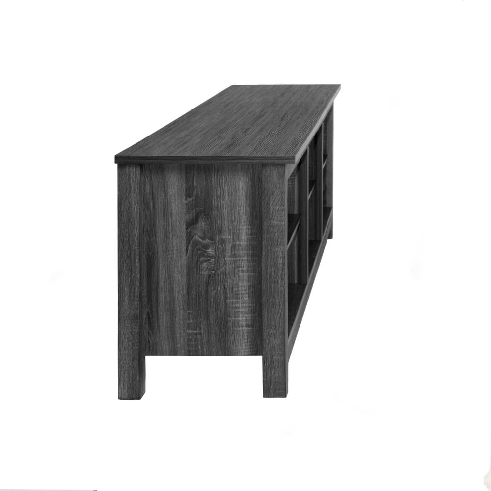 Better Home Products Noah Wooden 70 TV Stand with Open Storage Shelves Charcoal. Picture 4