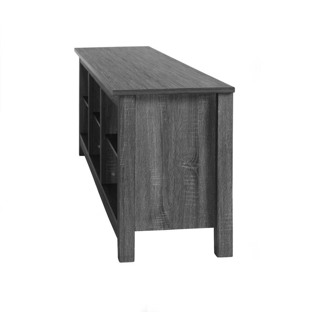 Better Home Products Noah Wooden 70 TV Stand with Open Storage Shelves Charcoal. Picture 6