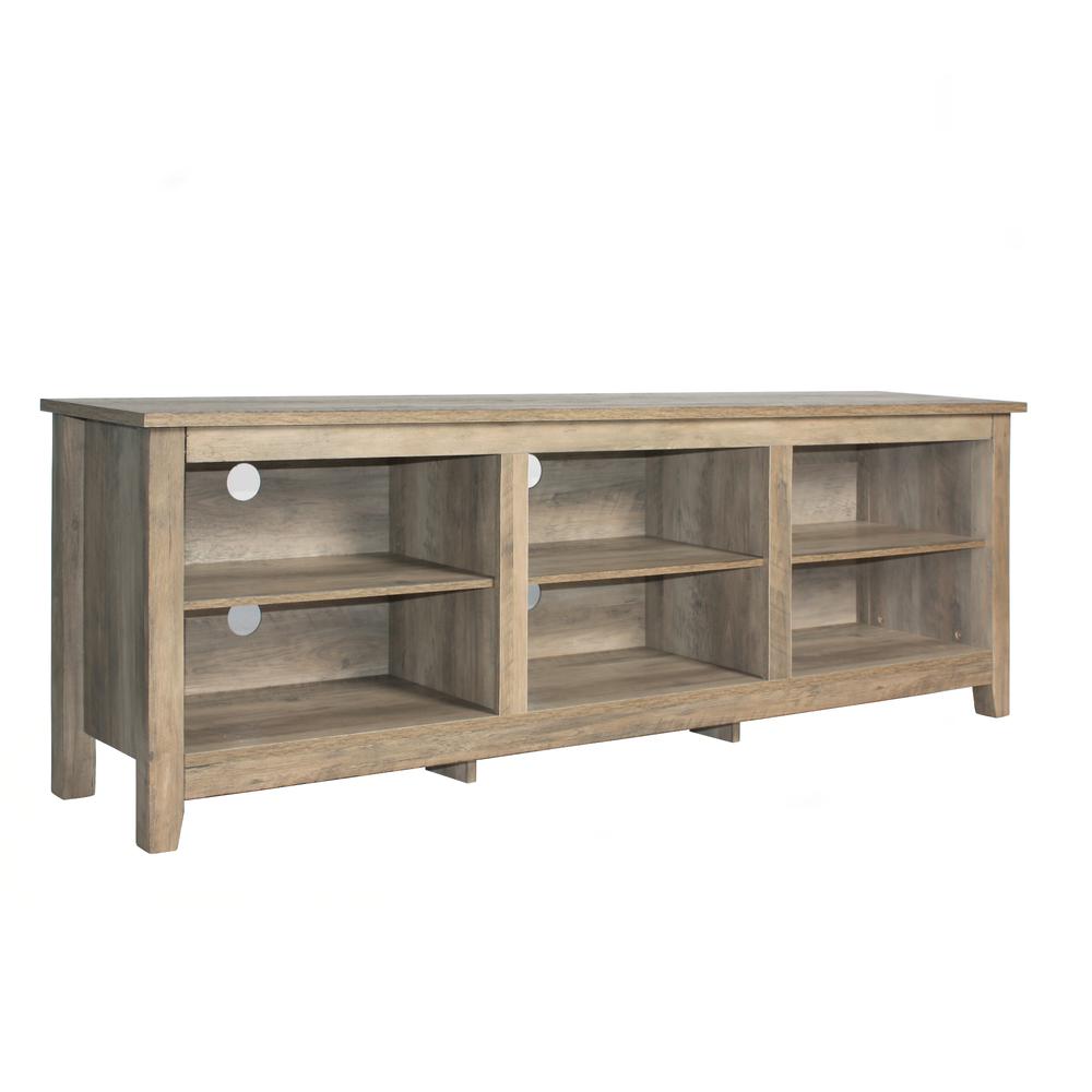 Better Home Products Noah Wooden 70 TV Stand with Open Storage Shelves in Gray. Picture 15