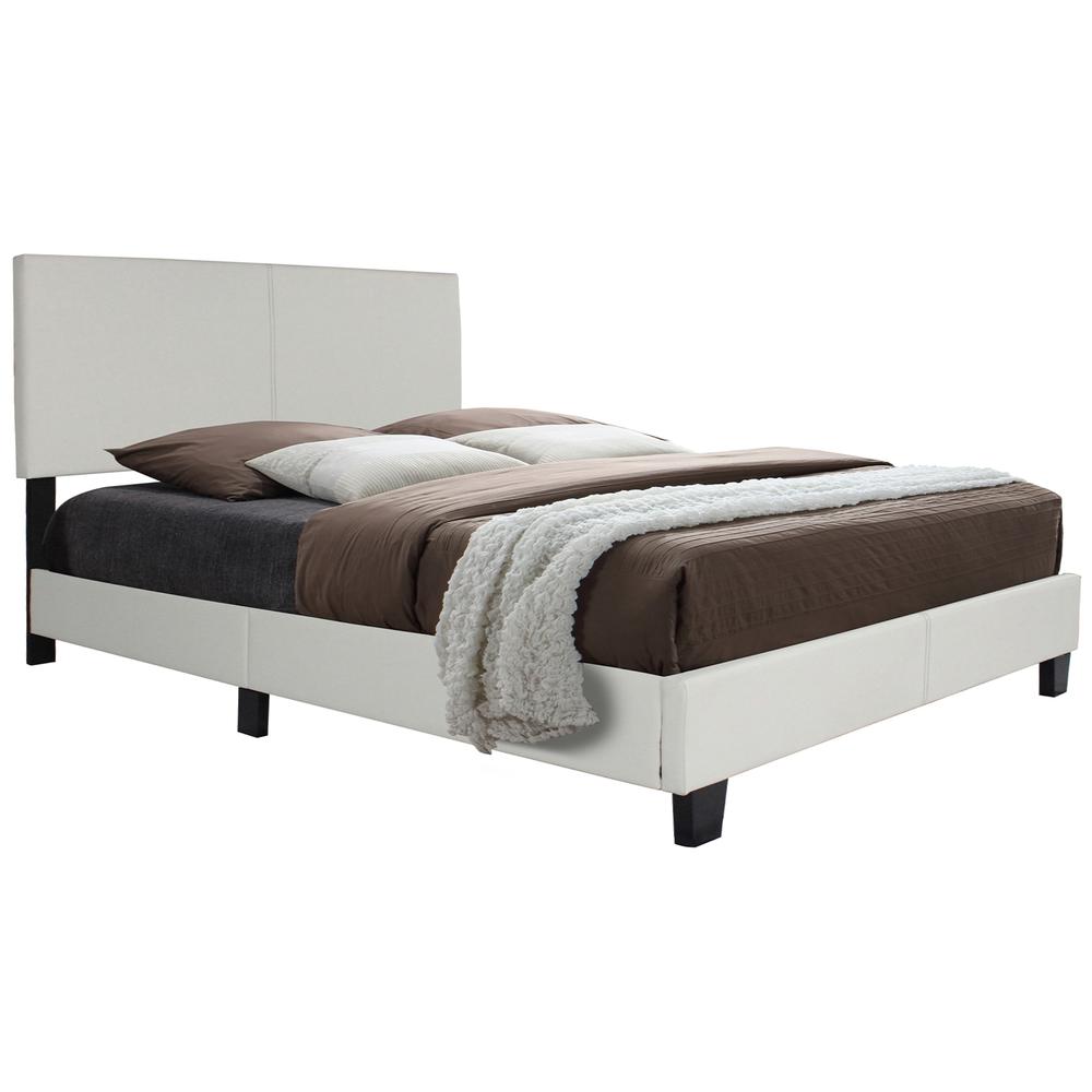 Better Home Products Nora Faux Leather Upholstered Full Panel Bed in White. Picture 1