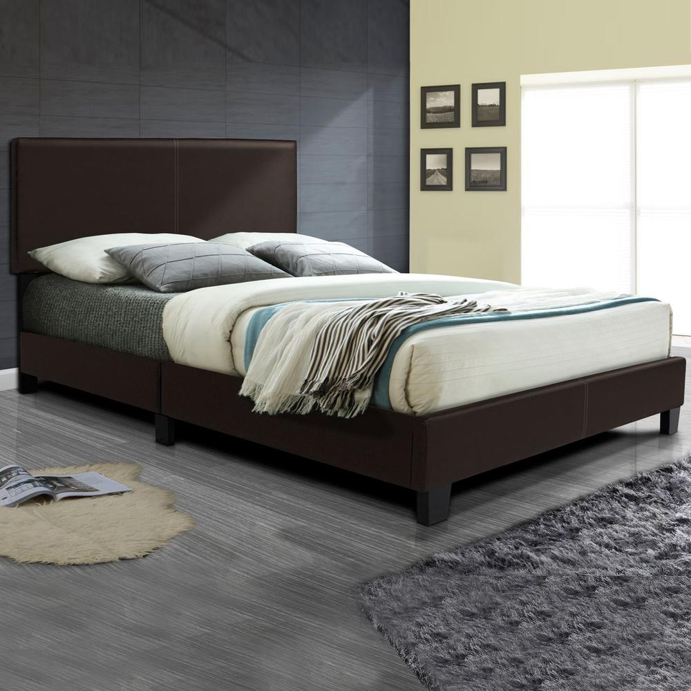 Better Home Products Nora Faux Leather Upholstered King Panel Bed in Tobacco. Picture 2